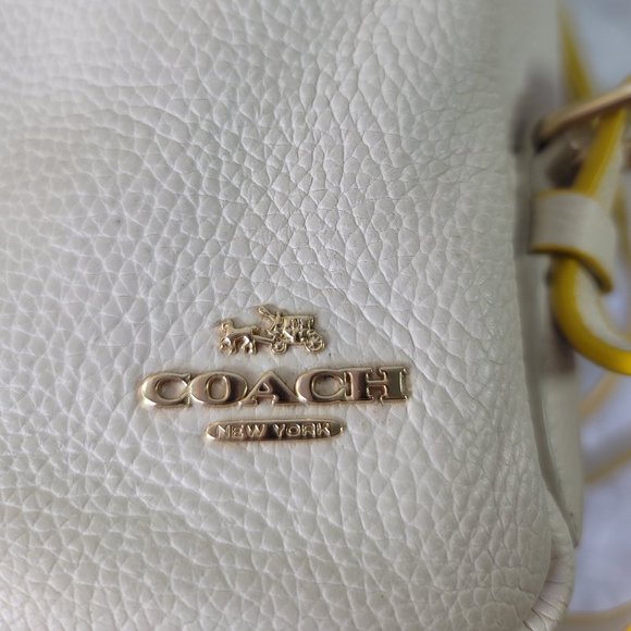 Coach Mini Turnlock Backpack White Leather With Colorblock Edge - Picture 10 of 13